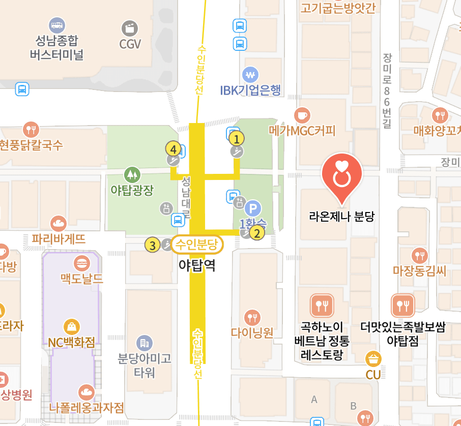 라온제나 분당 위치 지도